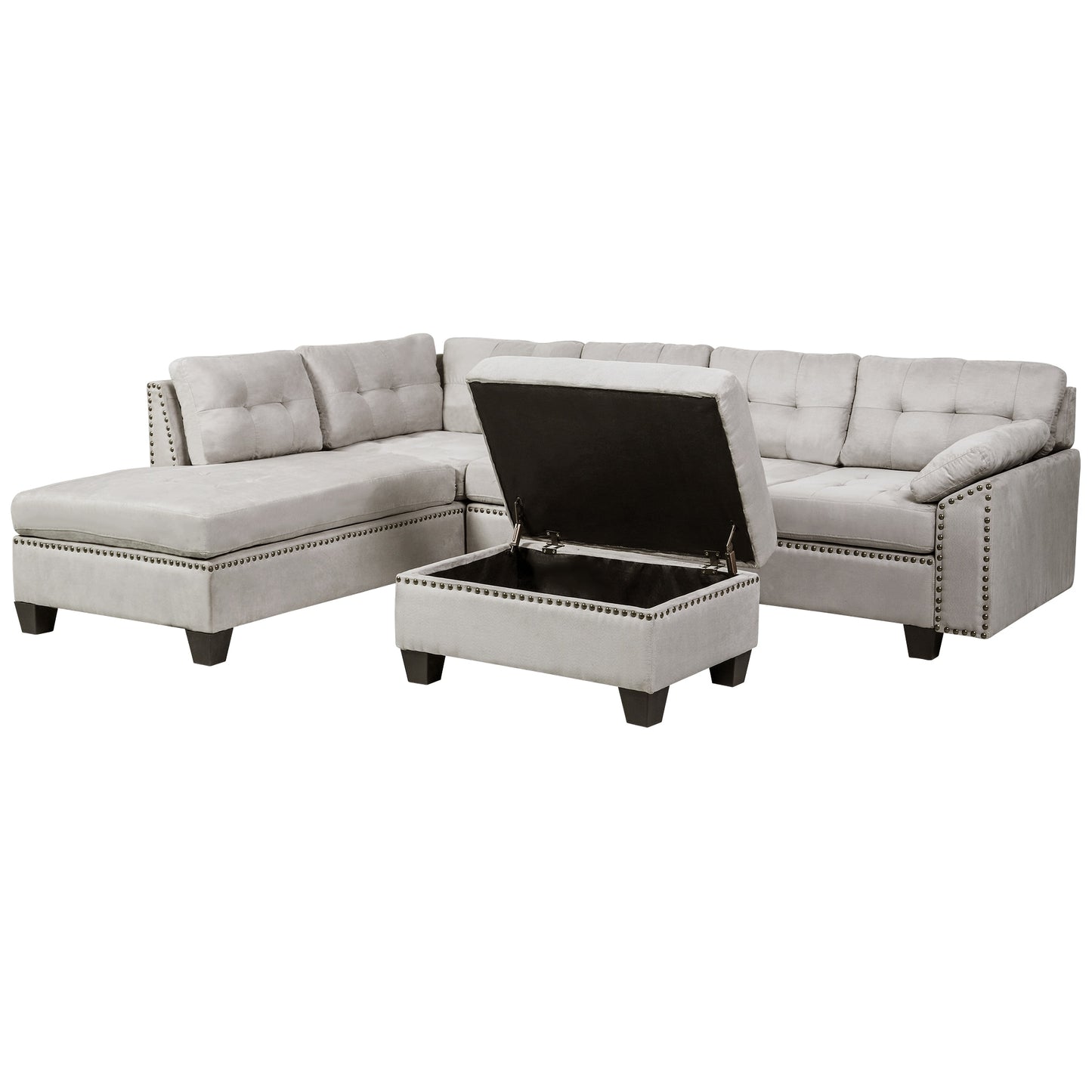 Sectional Sofa With Chaise Lounge And Ottoman