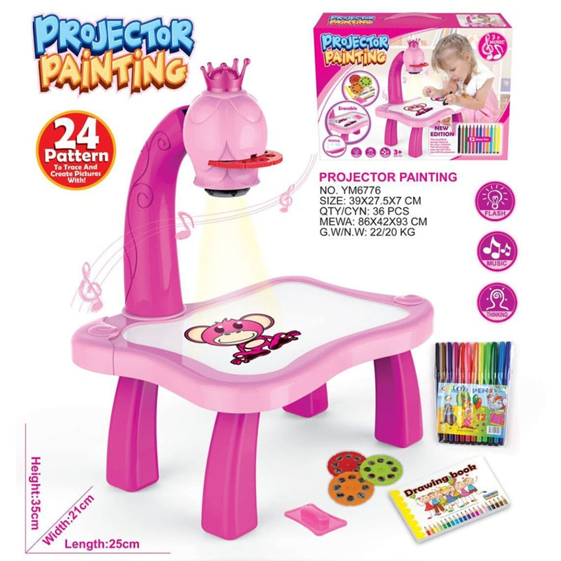 Children Music LED Projector Art Drawing Table