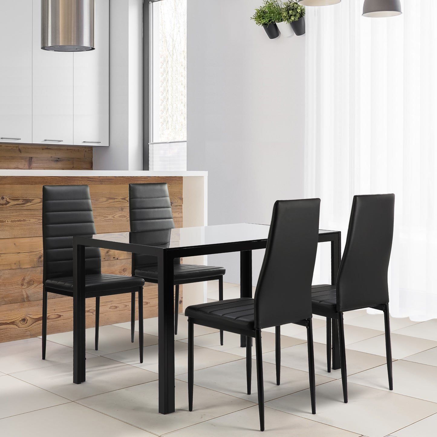 5 Piece Glass Dining Table and Chairs