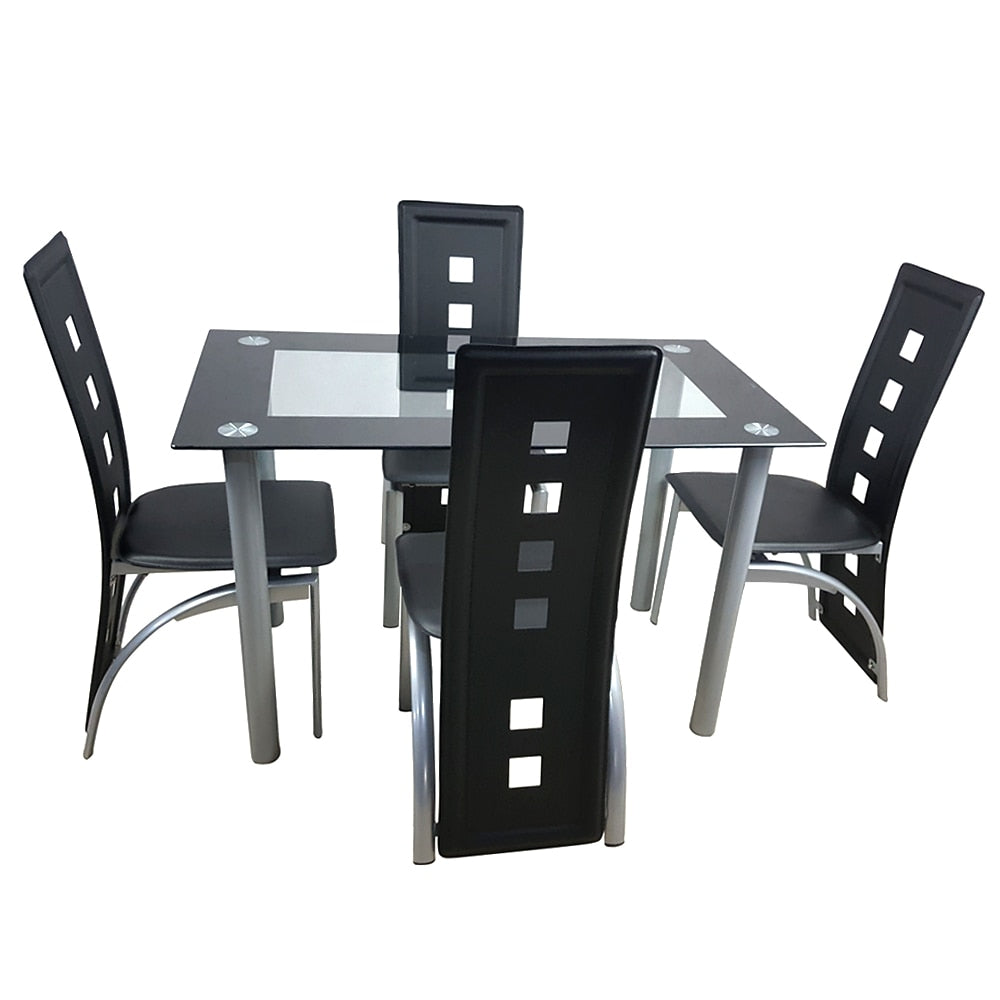 Glass Dining Table with 4pcs Chairs