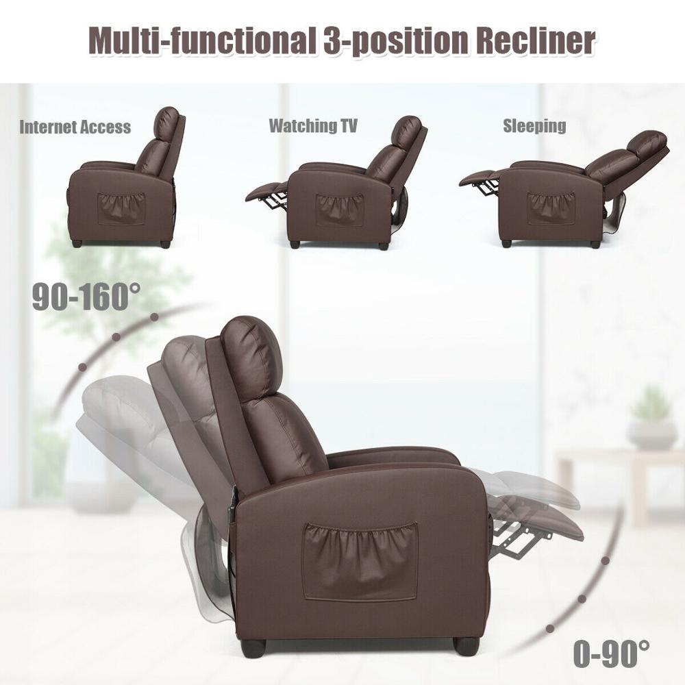 Massage Recliner Chair Seat w/ Footrest Brown