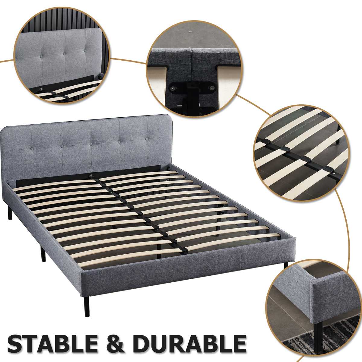 Queen Size Bed Frame Upholstered Platform