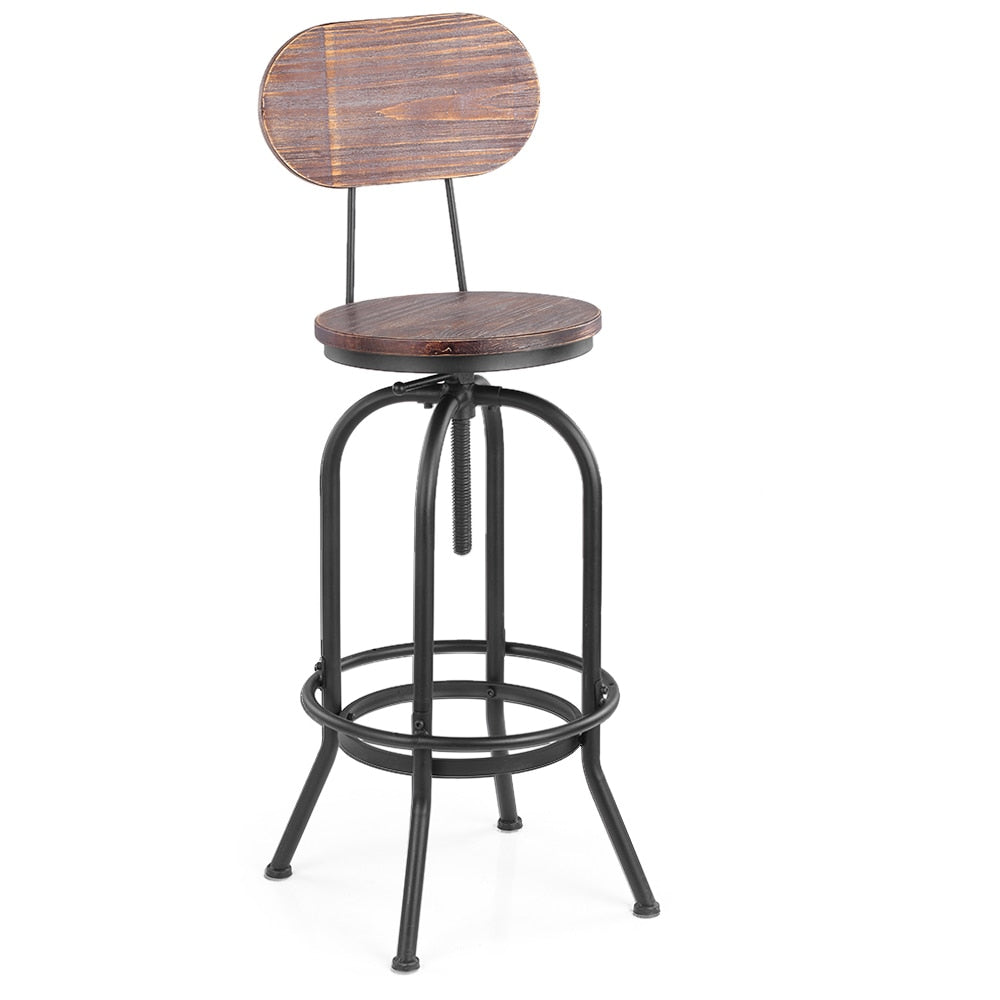 Adjustable Swivel Bar Stool Natural Pinewood