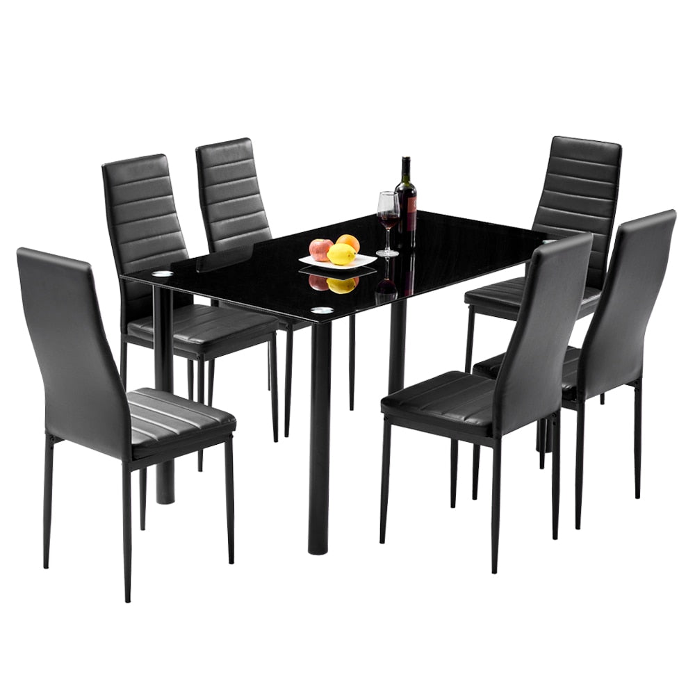 6-Seater Glass Dining Table and Chair Set