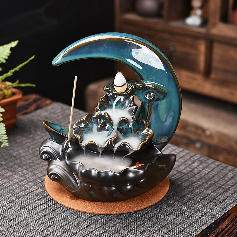 Moon Backflow Incense Burner Waterfall