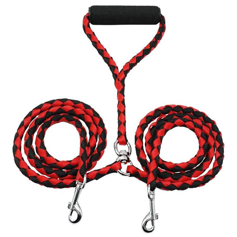 2-Way Braided Nylon Dual Dog Leash