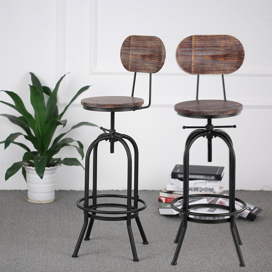 Adjustable Swivel Bar Stool Natural Pinewood