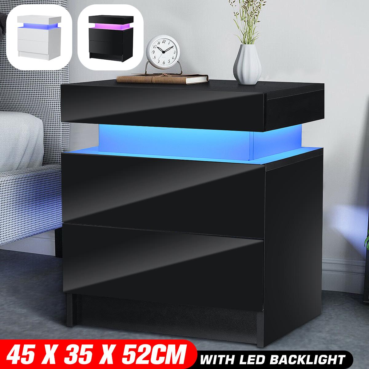 Modern LED Light Nightstand w/2 Drawers