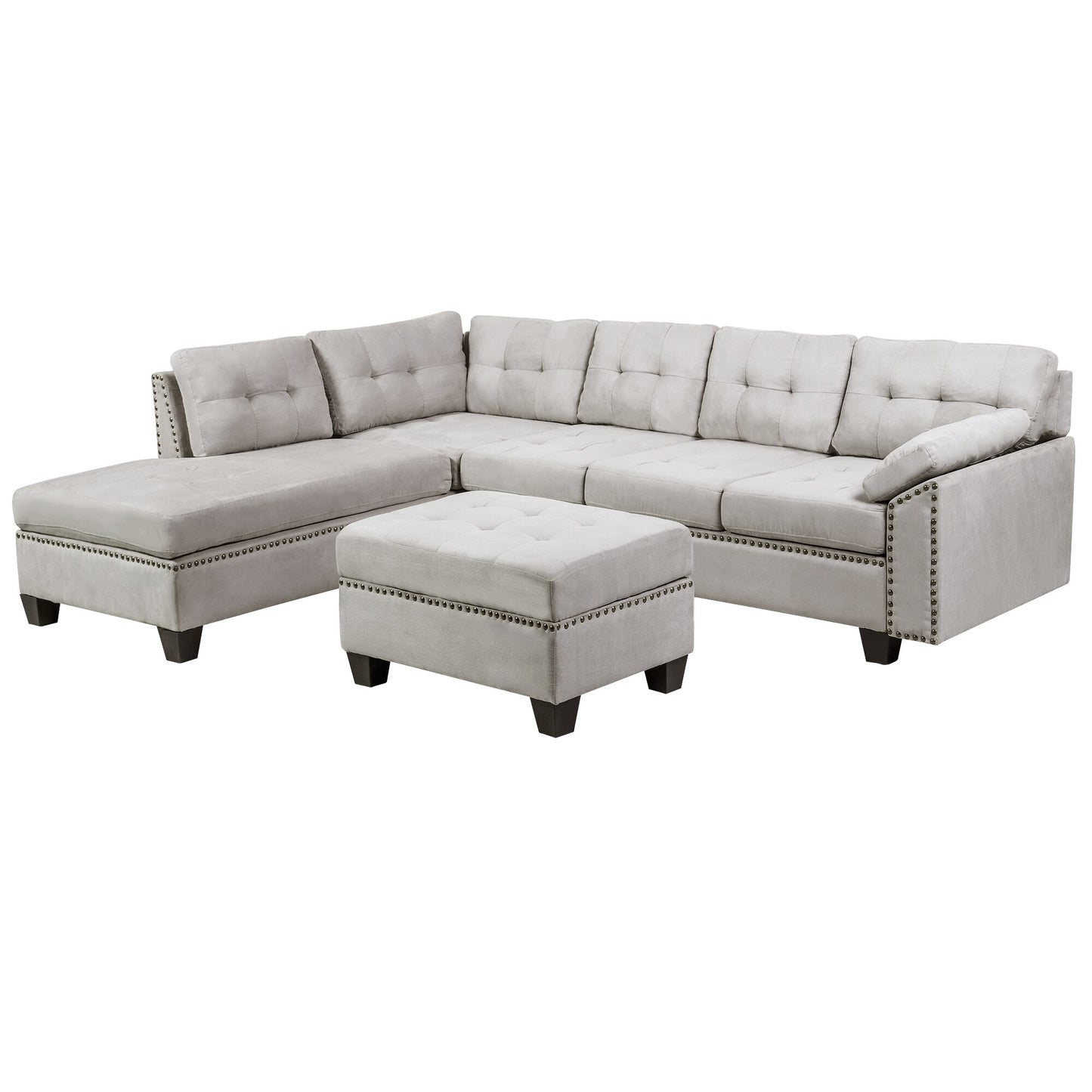 Sectional Sofa With Chaise Lounge And Ottoman