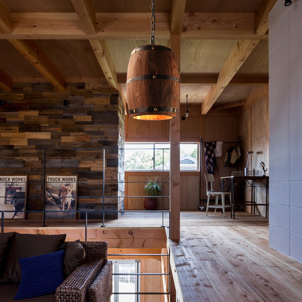 Natural wood Wine barrel Ceiling Lighting Fixture