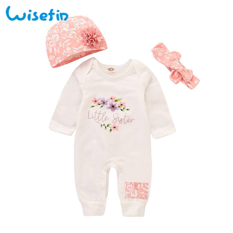 Baby Girl Romper Long Sleeve 3PCS Set