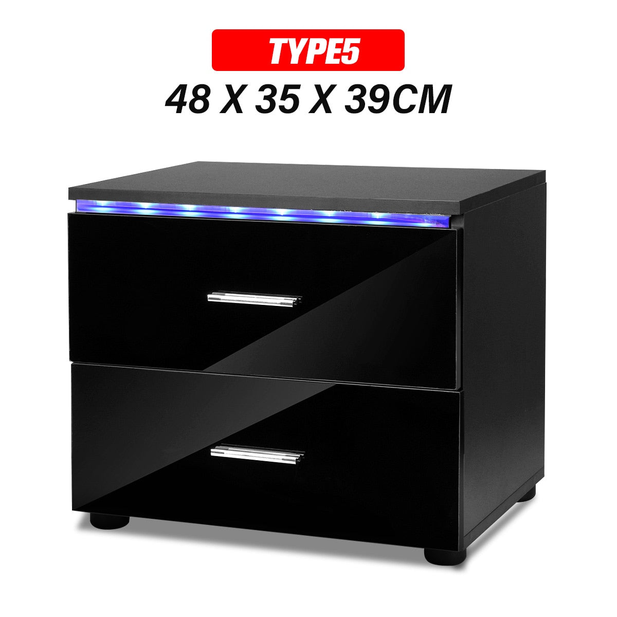 Modern LED Light Nightstand w/2 Drawers