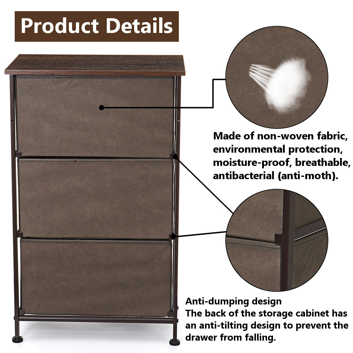 Chest of Fabric Drawers Dresser Storage