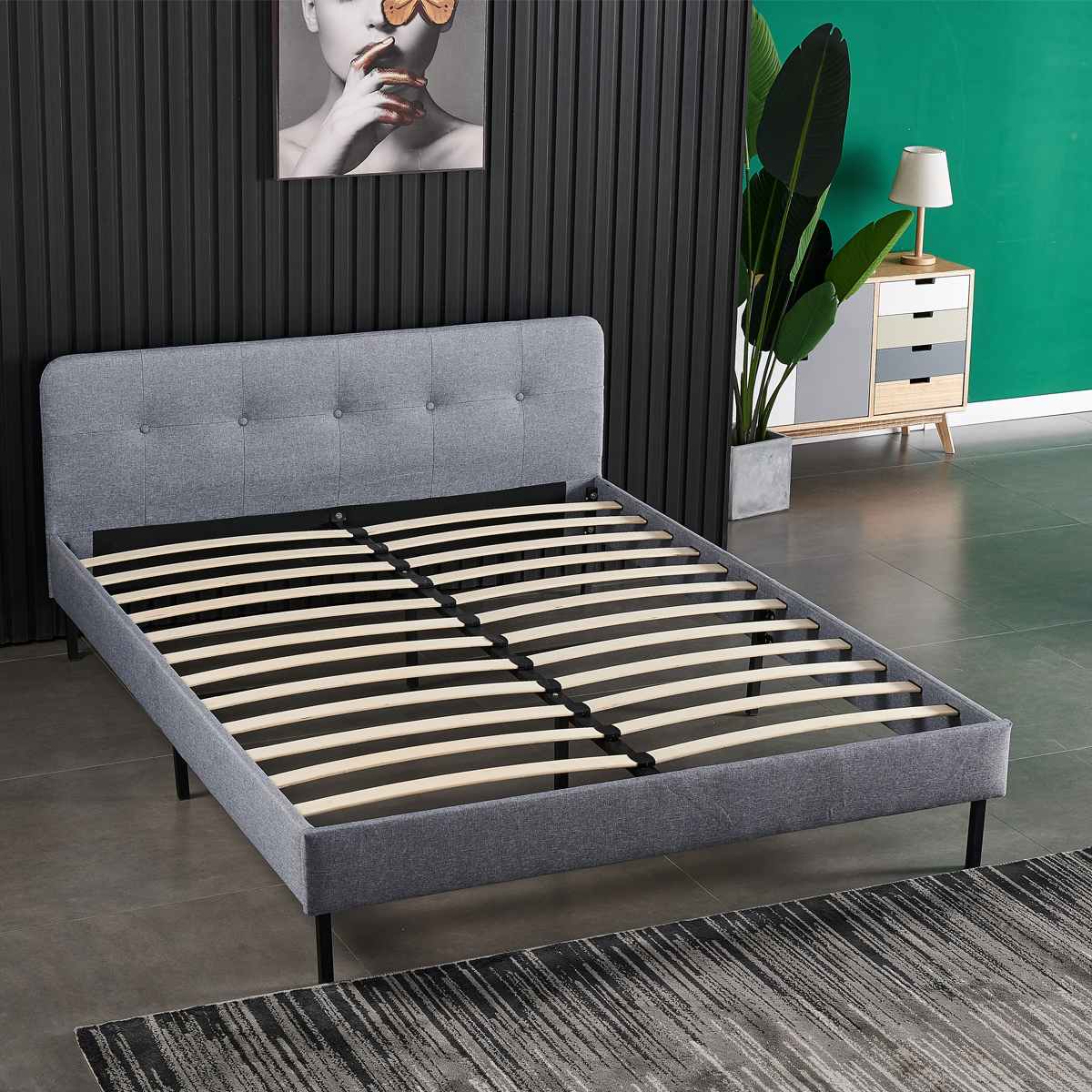 Queen Size Bed Frame Upholstered Platform