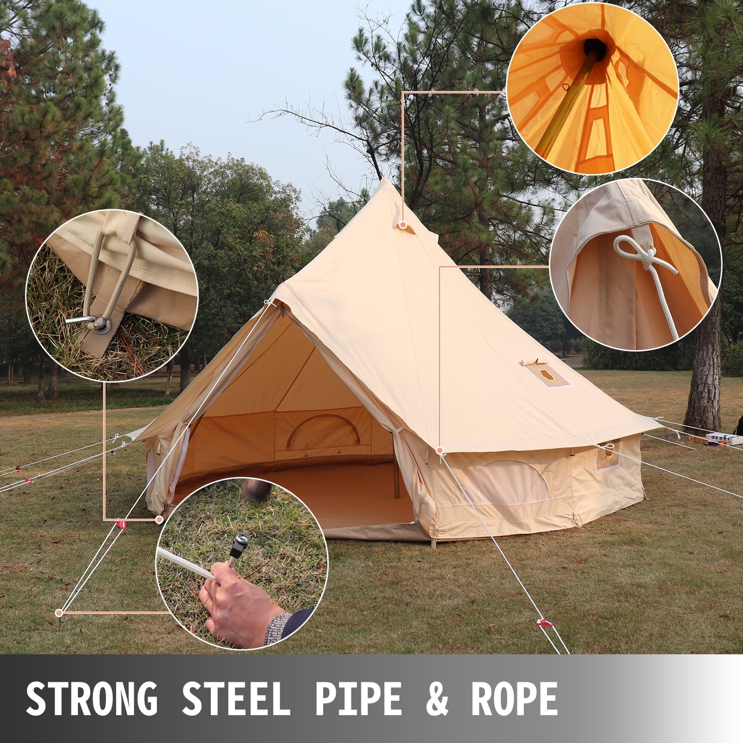 4-12 Person Waterproof Canvas Camping Bell Tent