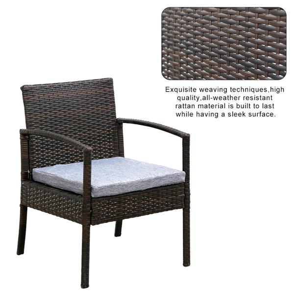 3 Piece Rattan Wicker Patio Set W/Cushions