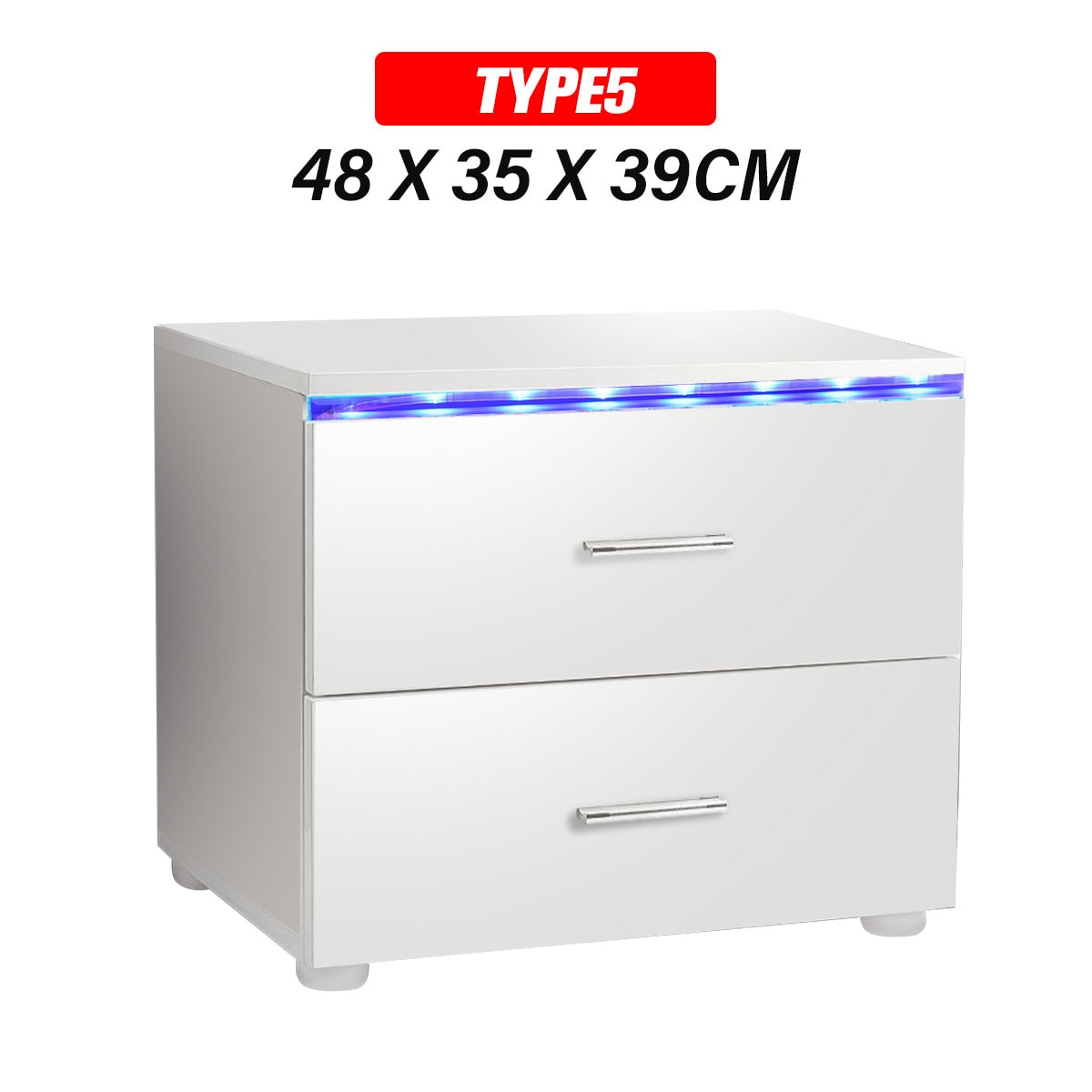 Modern LED Light Nightstand w/2 Drawers