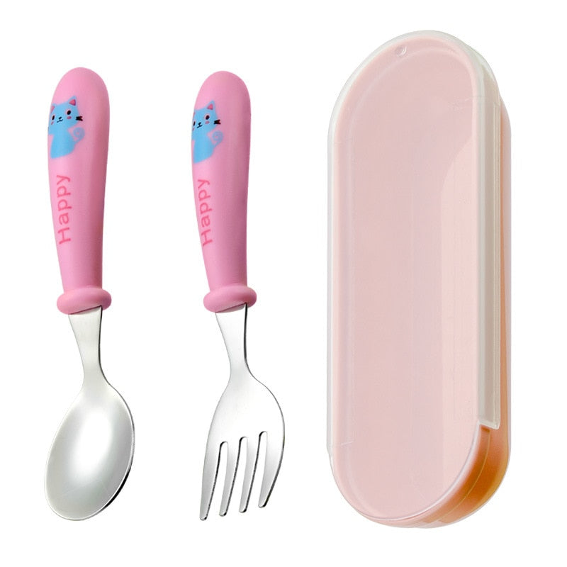 Infant Toddler Tableware Fork and Spoon w/Box