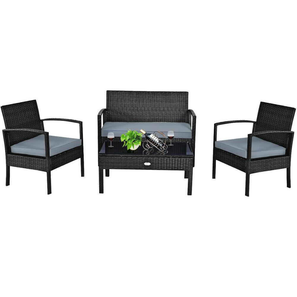 4PCS Outdoor Patio Rattan Furniture Set