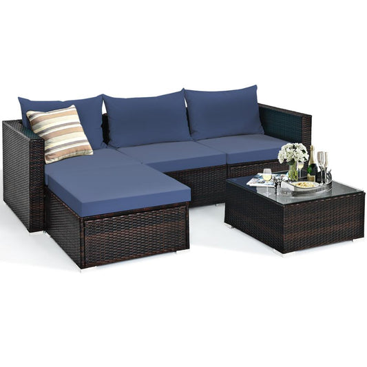 5PCS Sectional Patio Rattan Furniture Set