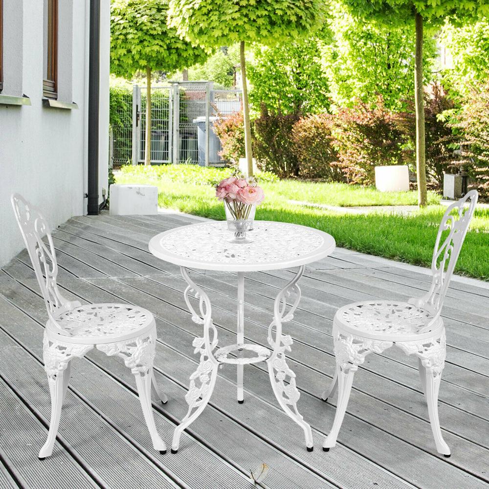 3PCS Patio Bistro Furniture Set Cast Aluminum