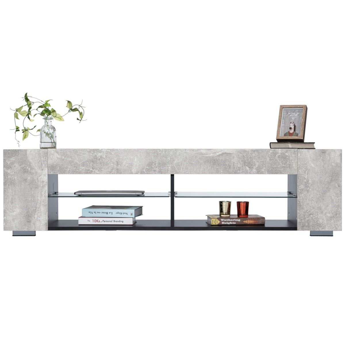 High Gloss TV Stand with Bookshelves