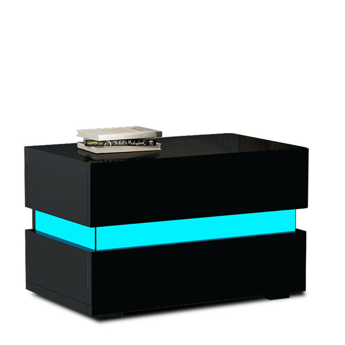 Modern LED Light Nightstand w/2 Drawers