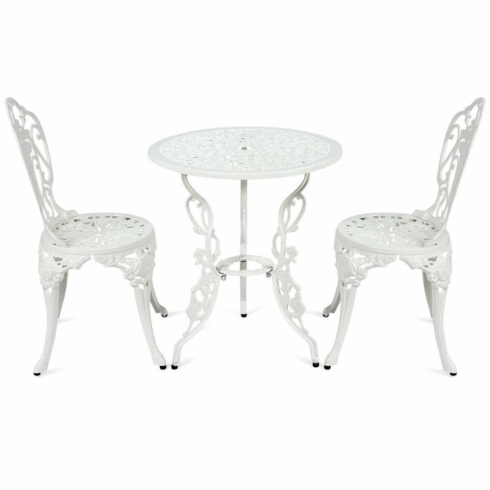 3PCS Patio Bistro Furniture Set Cast Aluminum