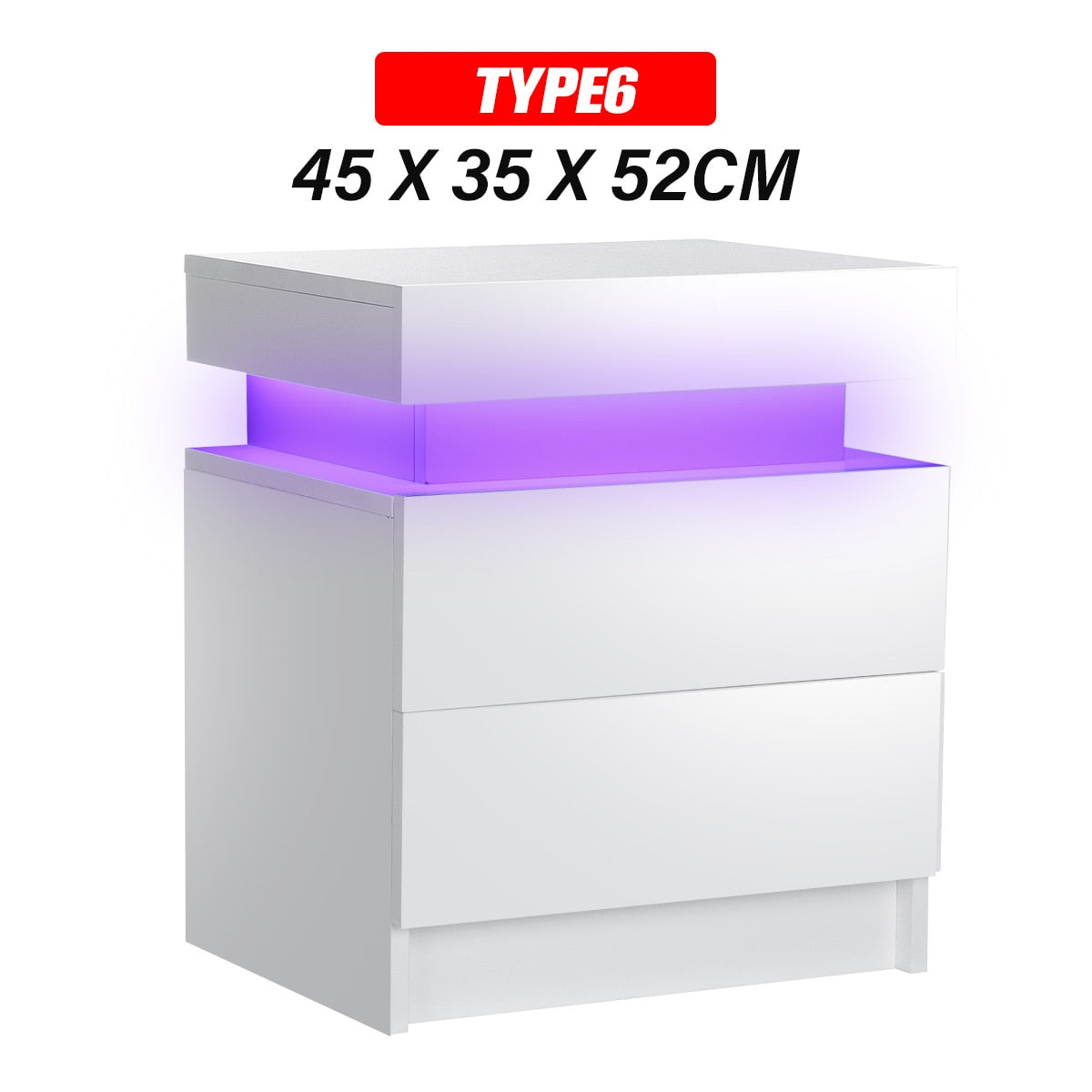 Modern LED Light Nightstand w/2 Drawers