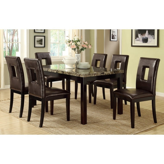 7PCS Dining Table Set w/Faux Marble Top