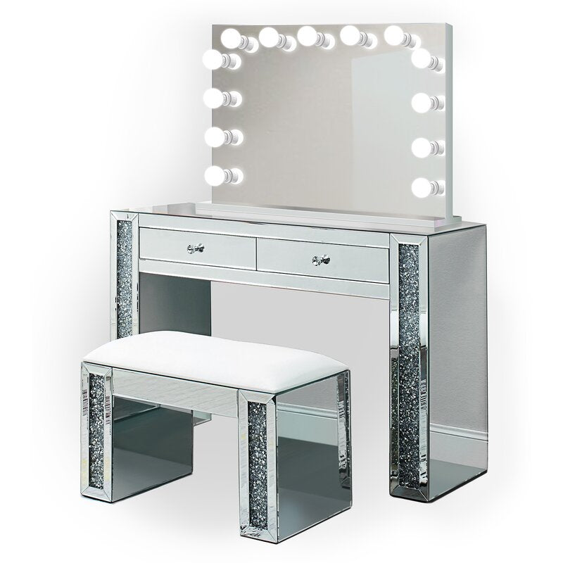 Vanity Dressing Table with Stool and Mirror