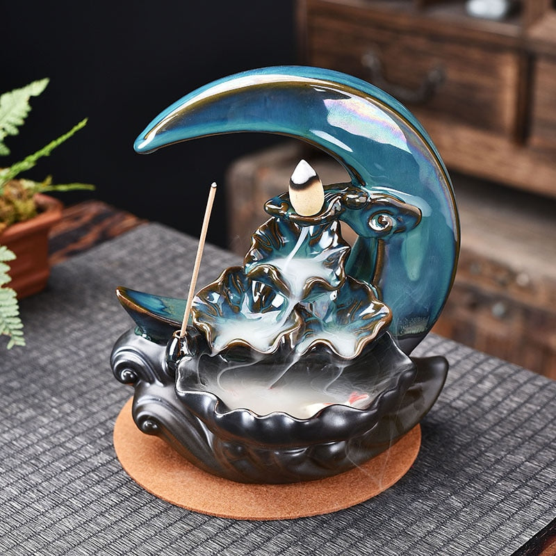 Moon Backflow Incense Burner Waterfall