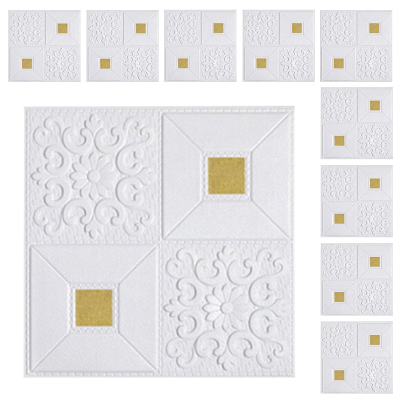 10PCS 3D Self-adhesive Wall Foam Panels