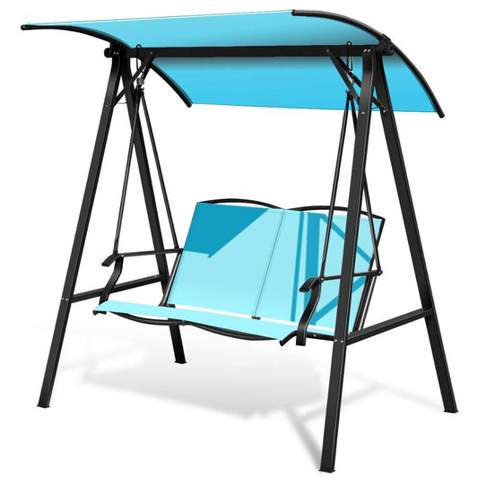 Outdoor 2-Seat Swing Loveseat w/Canopy