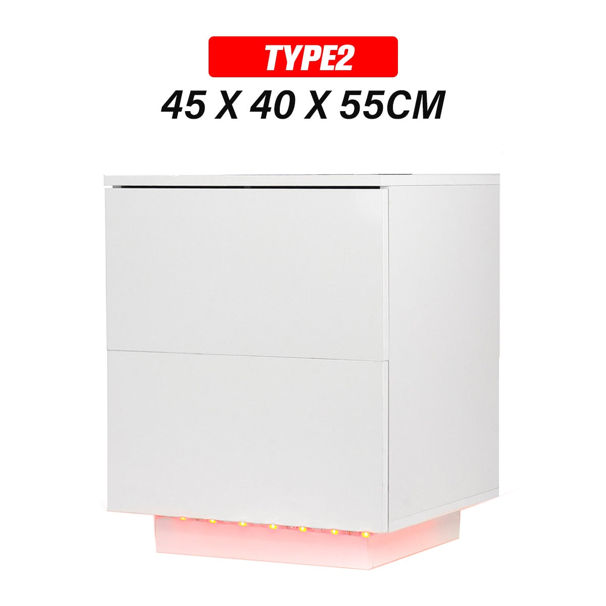 Modern LED Light Nightstand w/2 Drawers