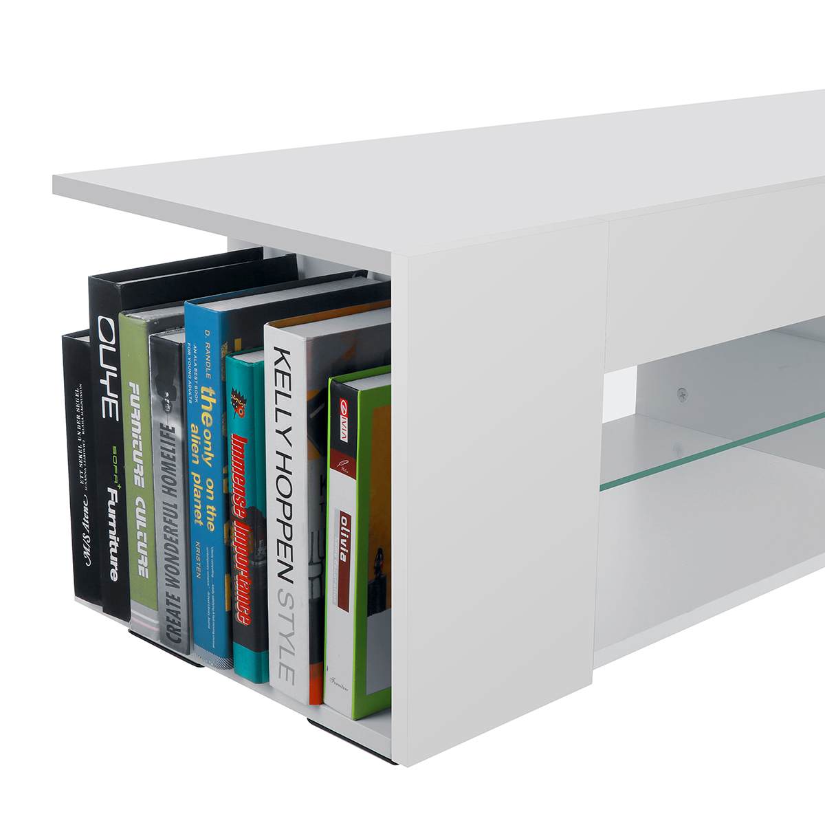 High Gloss TV Stand with Bookshelves