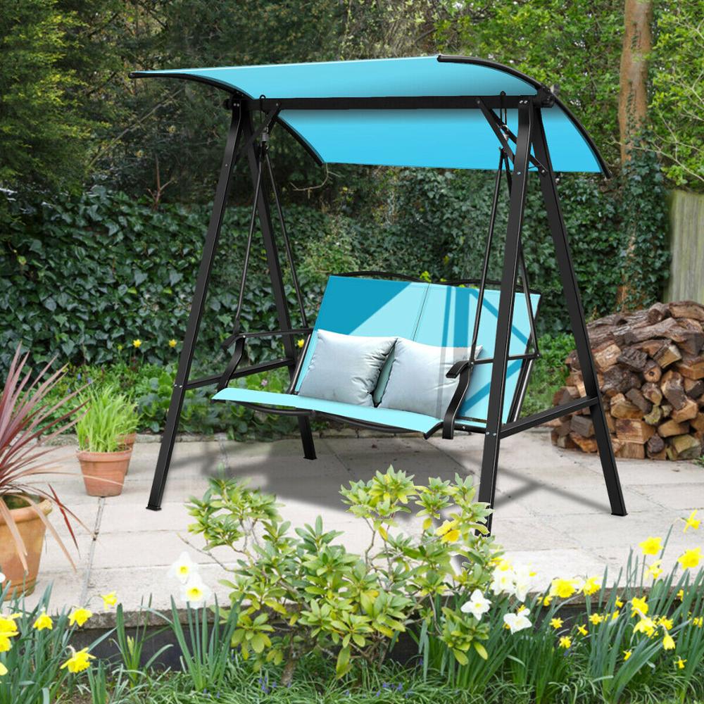 Outdoor 2-Seat Swing Loveseat w/Canopy