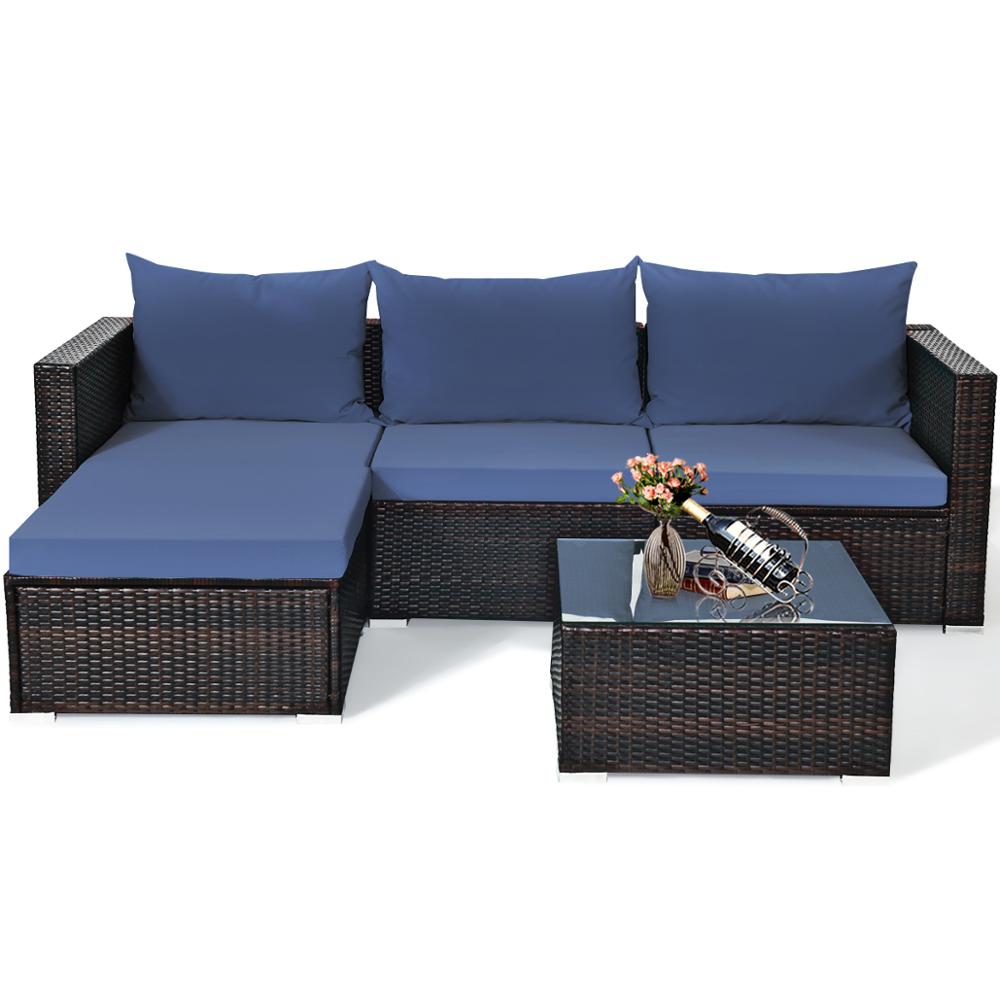 5PCS Sectional Patio Rattan Furniture Set