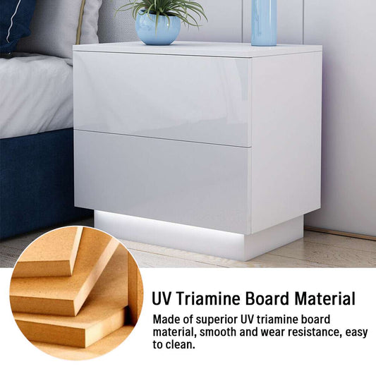 Modern LED Bedroom Nightstand Storage