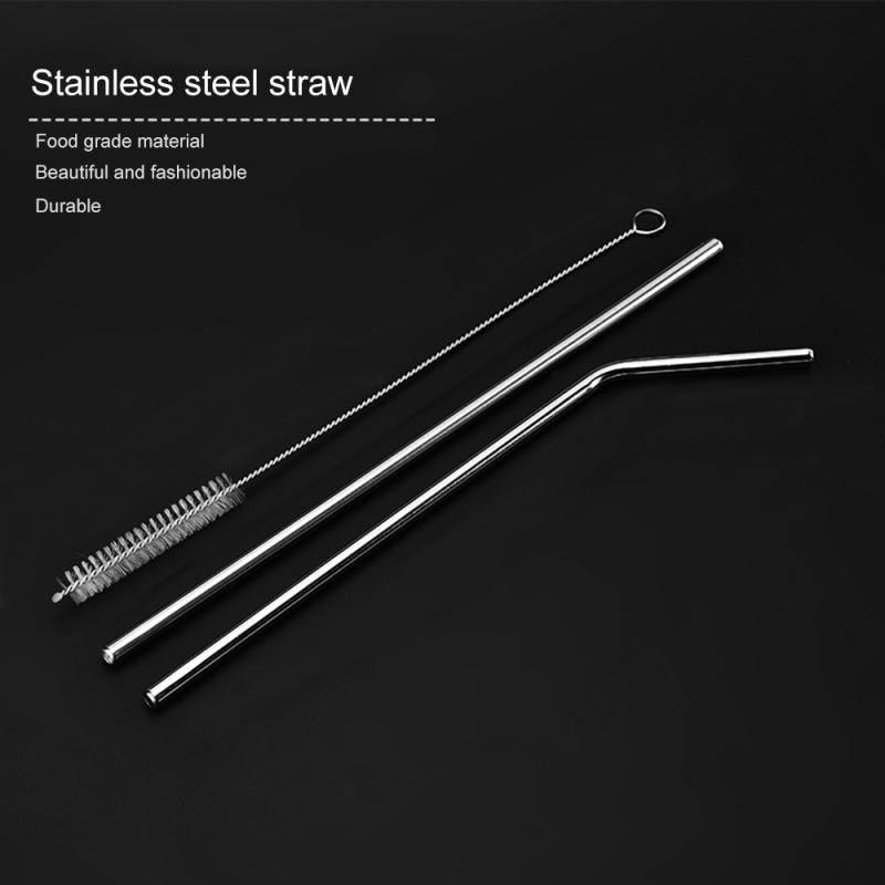 Stainless Steel Reusable Drinking Straw Set