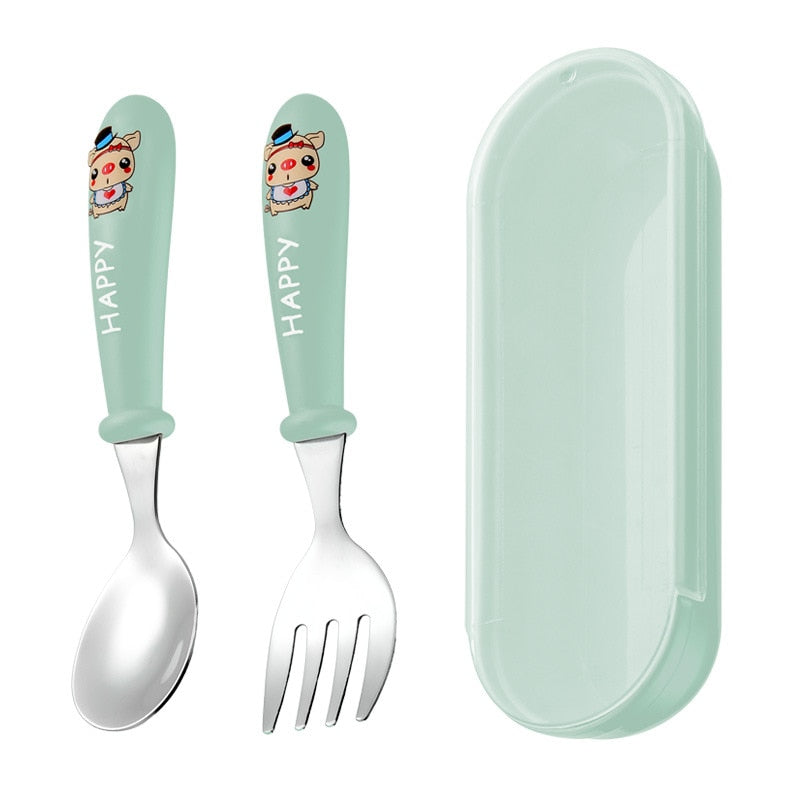 Infant Toddler Tableware Fork and Spoon w/Box