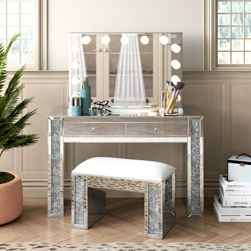 Vanity Dressing Table with Stool and Mirror