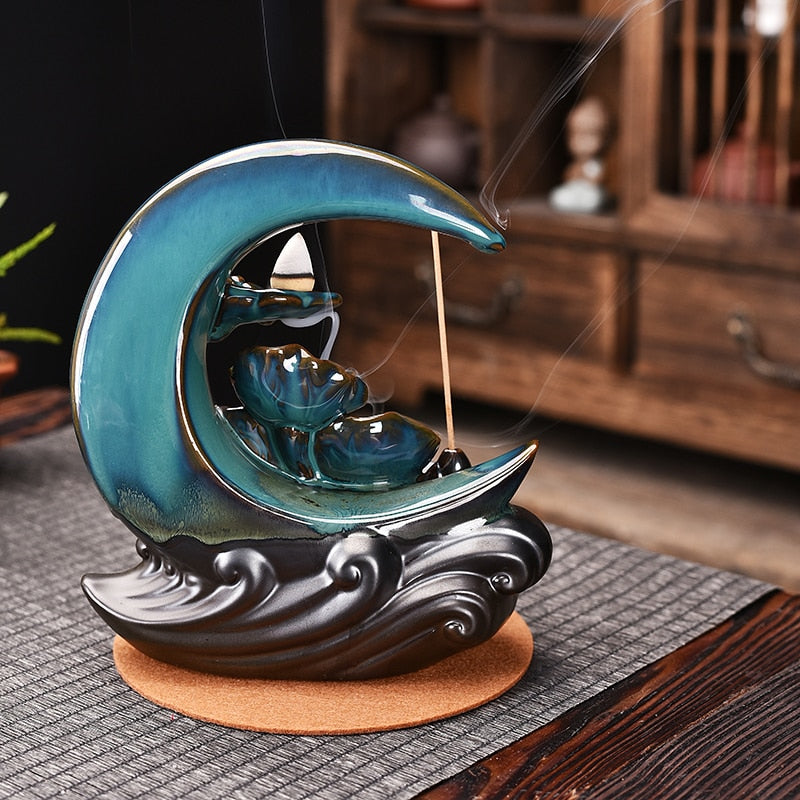 Moon Backflow Incense Burner Waterfall