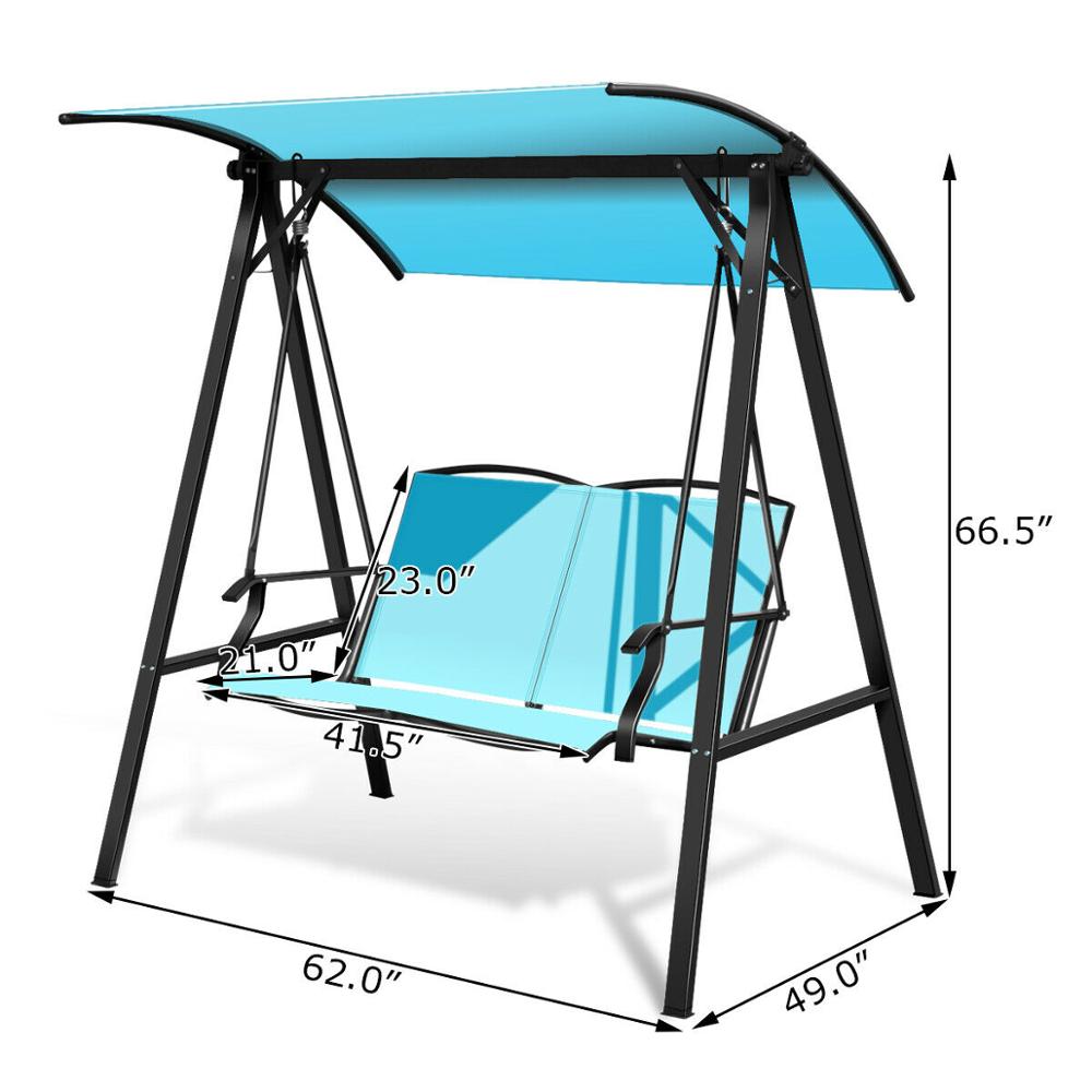 Outdoor 2-Seat Swing Loveseat w/Canopy