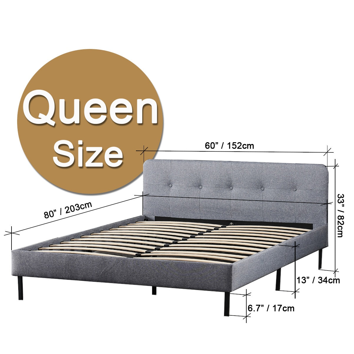 Queen Size Bed Frame Upholstered Platform