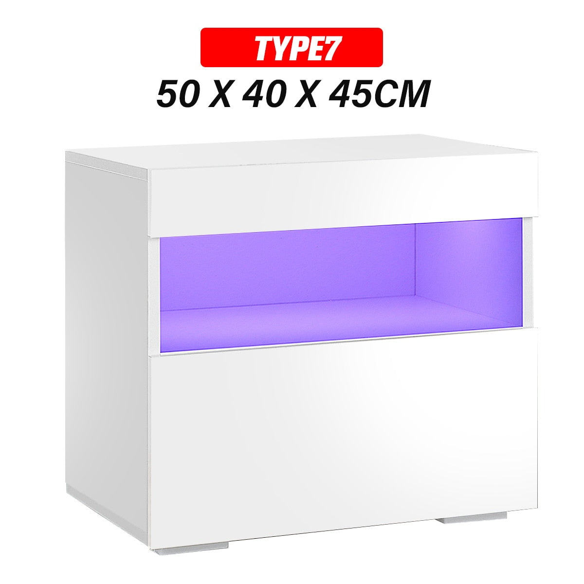 Modern LED Light Nightstand w/2 Drawers