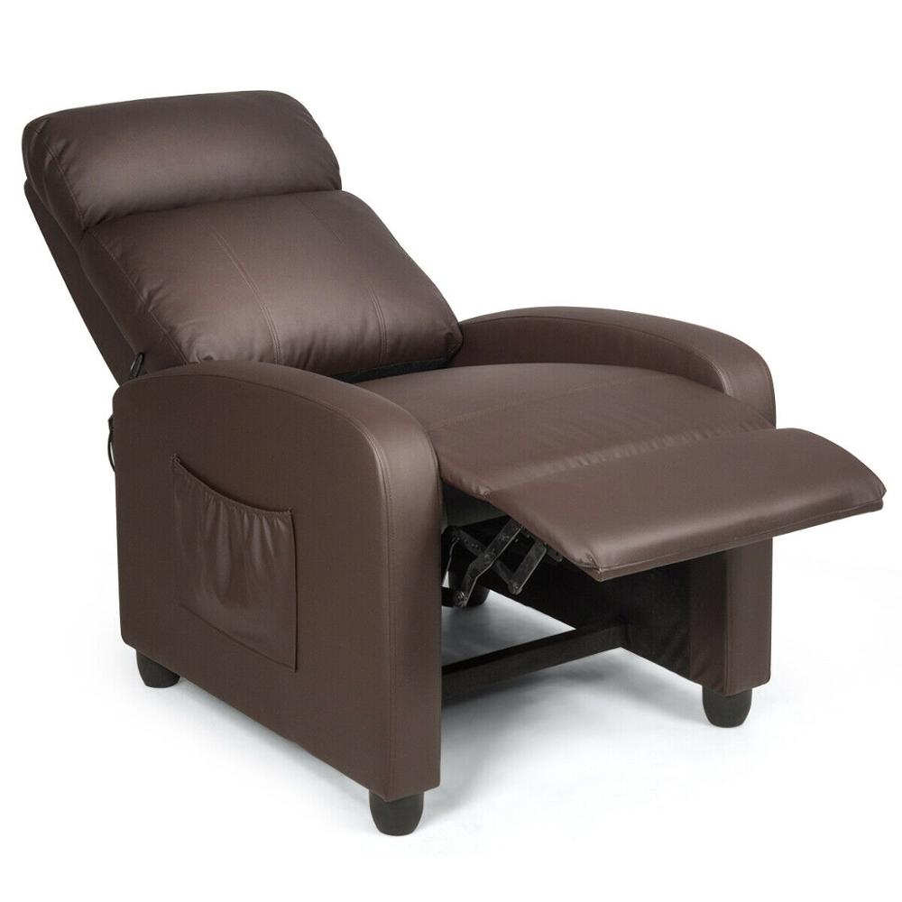 Massage Recliner Chair Seat w/ Footrest Brown