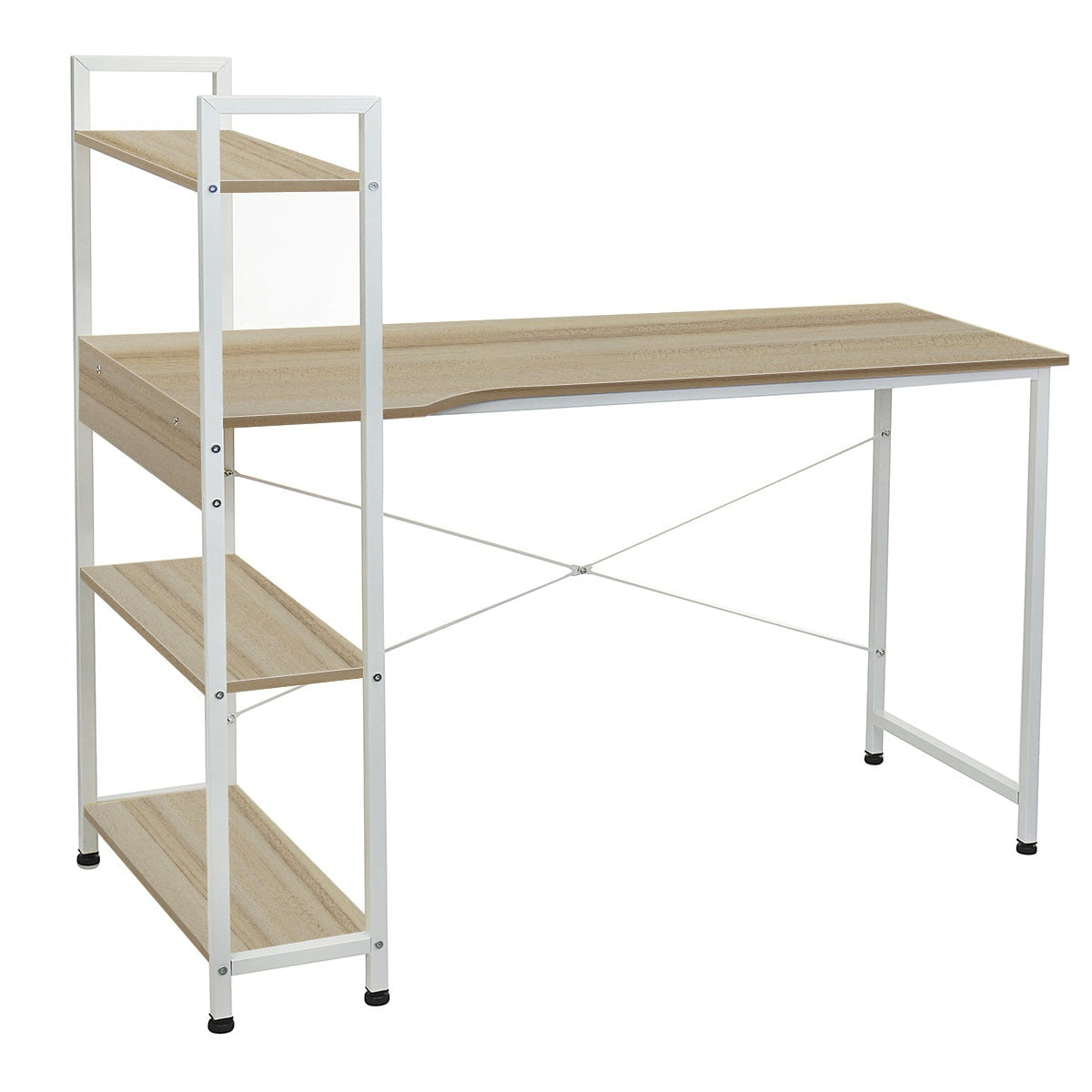 Modern Desks with 4 Tiers Bookshelf