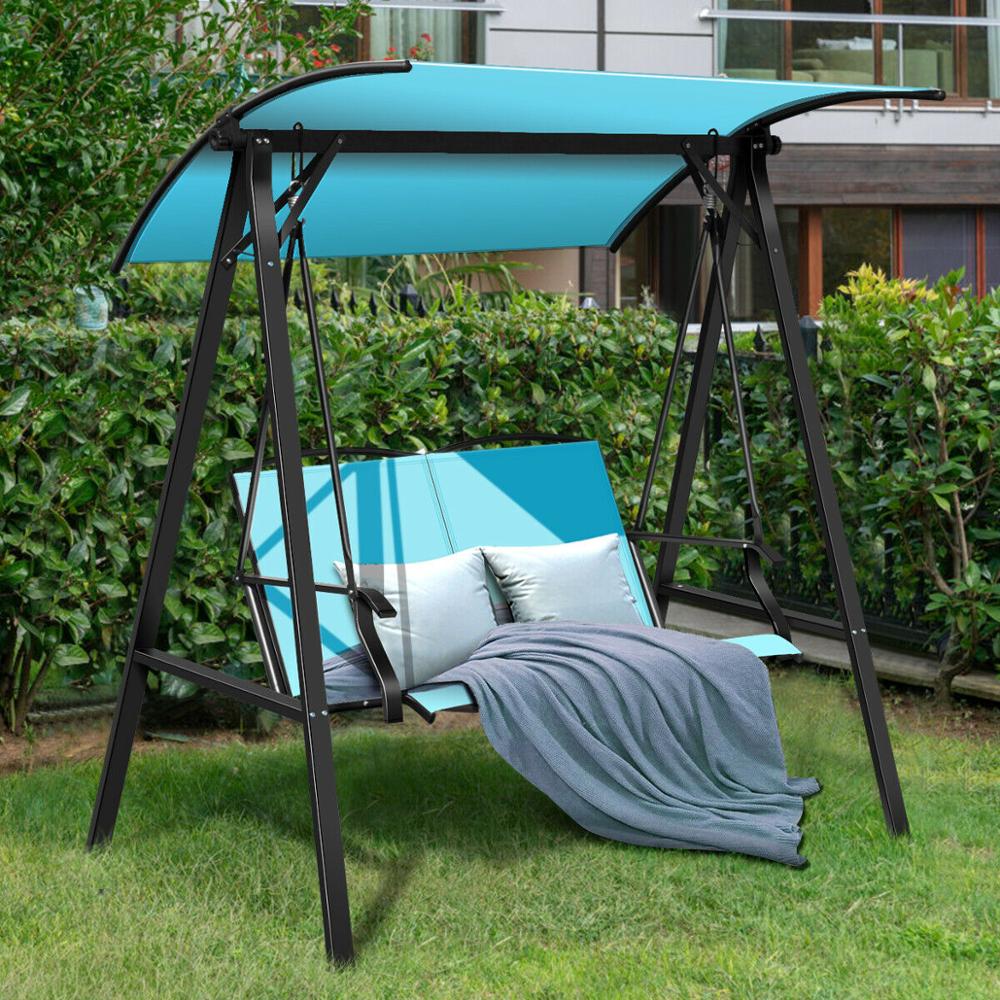 Outdoor 2-Seat Swing Loveseat w/Canopy