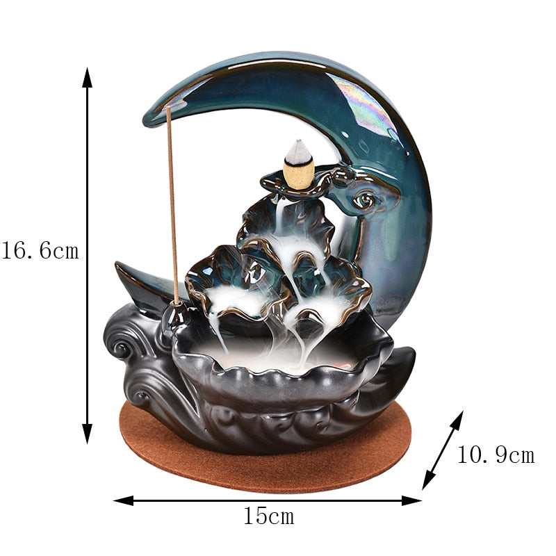 Moon Backflow Incense Burner Waterfall